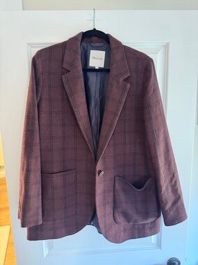 Madewell Burgundy Plaid Blazer